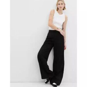 GAP Softsuit Tencel High Rise Pleated Wide Leg Black Pants Size 10 RT$90 #404698